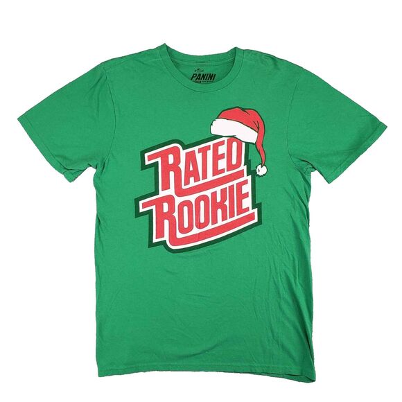 Panini America Rated Rookie Christmas Graphic T-Shirt Mens L Green Sports Cards - Picture 1 of 6